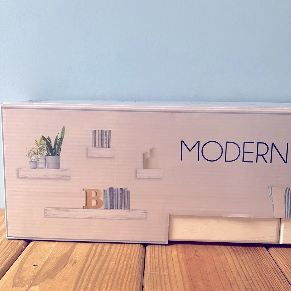 NIB Premier Home Modern Functional 4 Pieces Floating Wall Rustic Wooden Shelf !